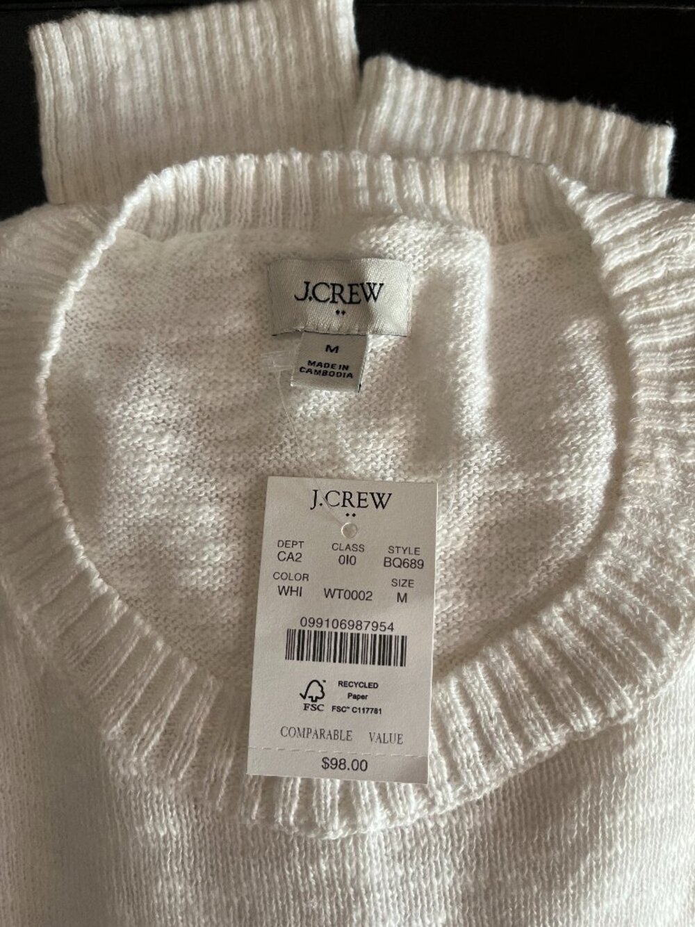 J. Crew White Sweater